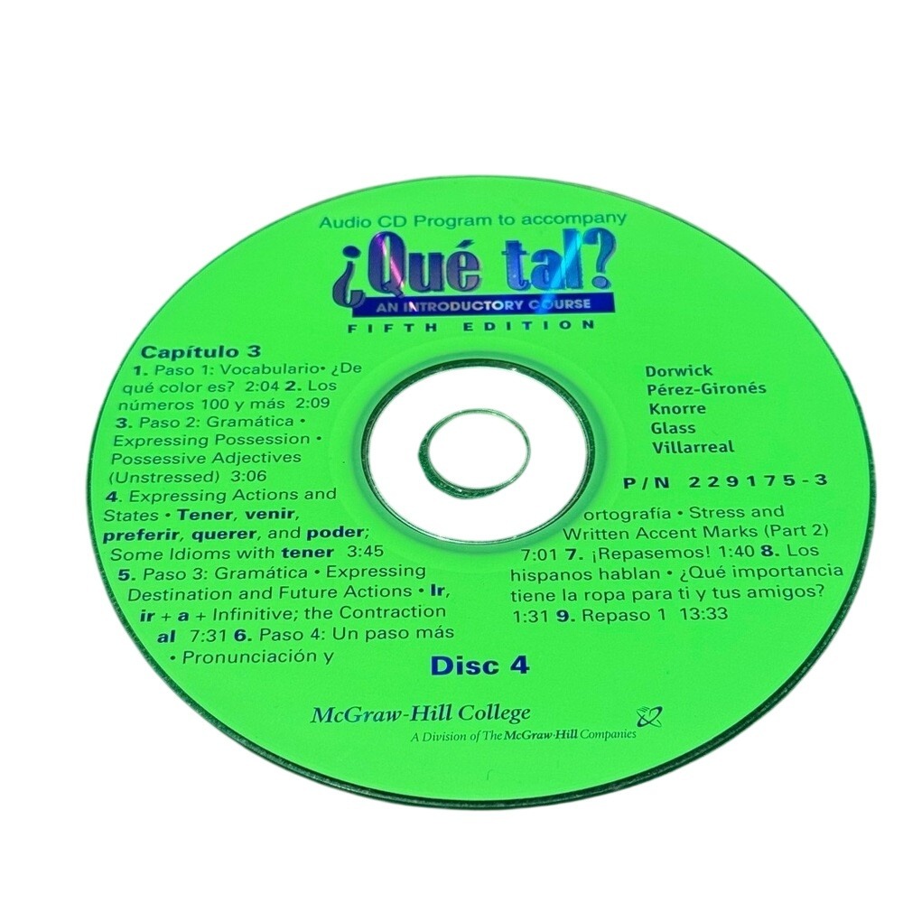 Que Tal‎ Fifth Edition Spanish Introductory Course Audio CD Disc 4 McGraw-Hill